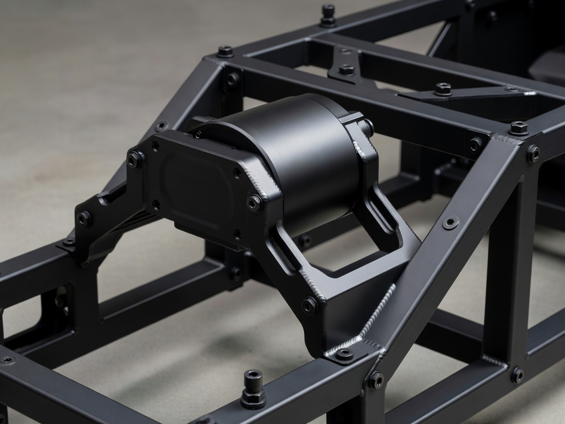 Direct-drive racing wheelbase bolted to a rigid simulator frame